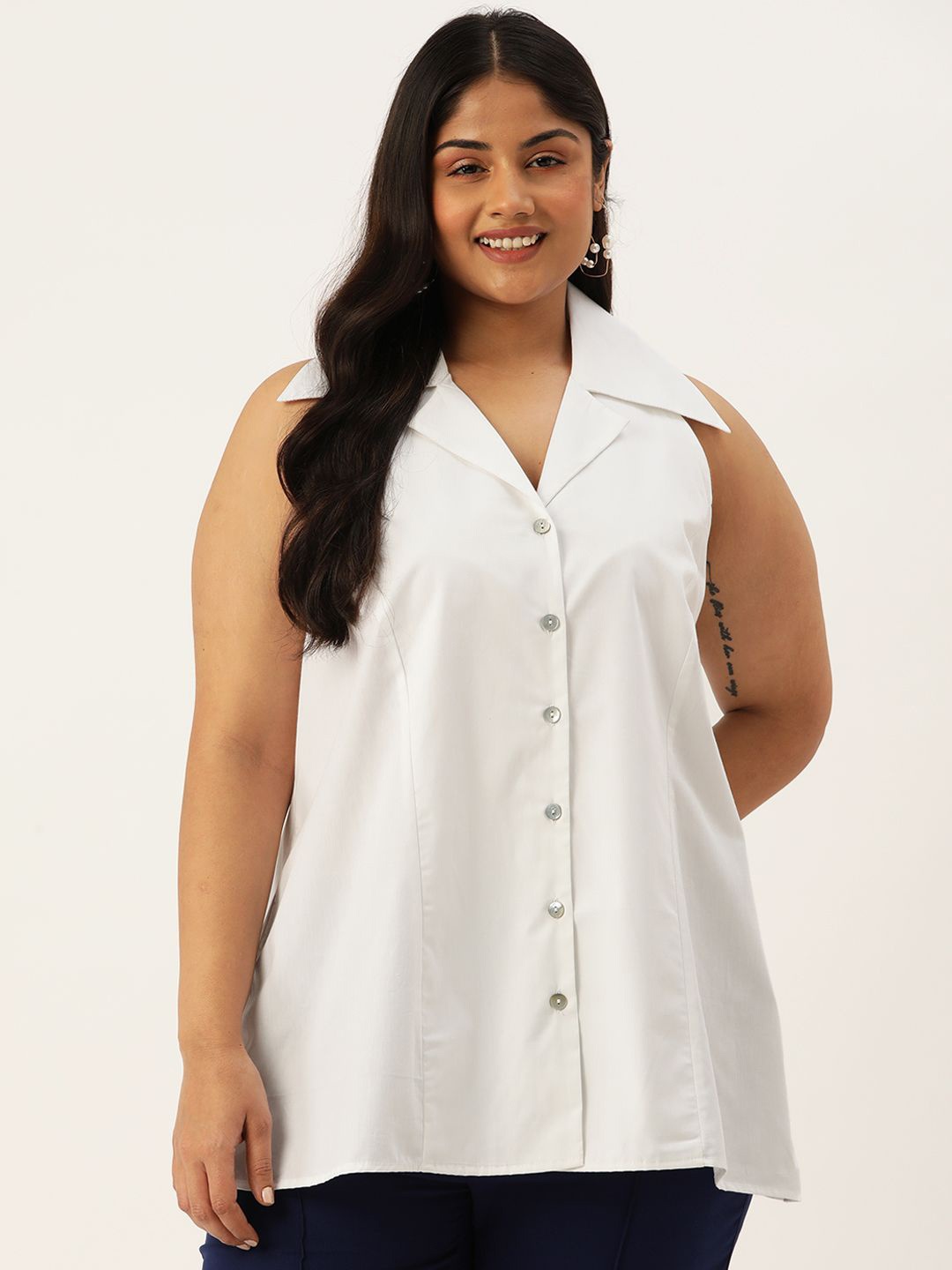 

theRebelinme Cotton Shirt Style Top, White