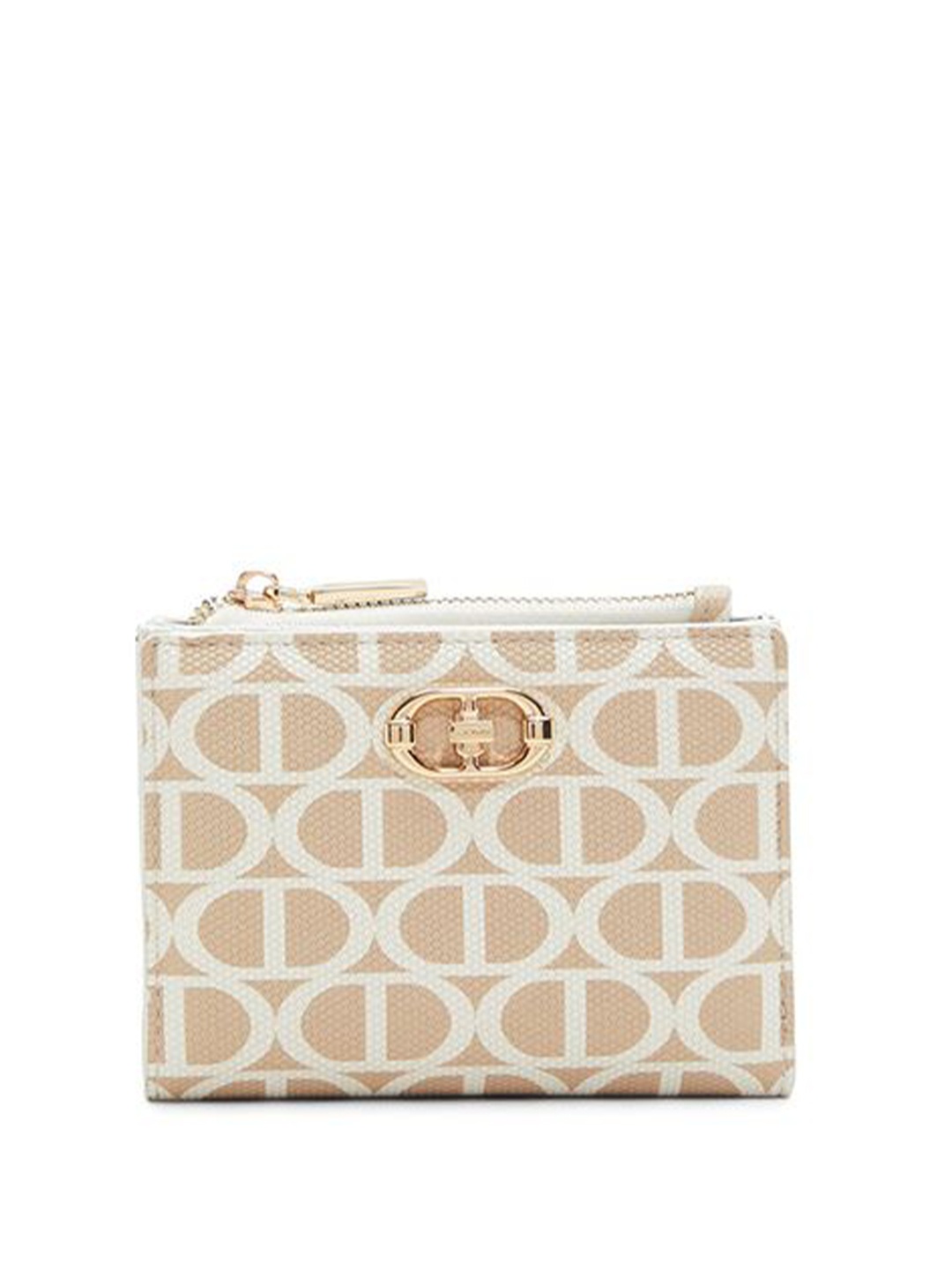 

ALDO Women Geometric Printed Two Fold Wallet, Beige