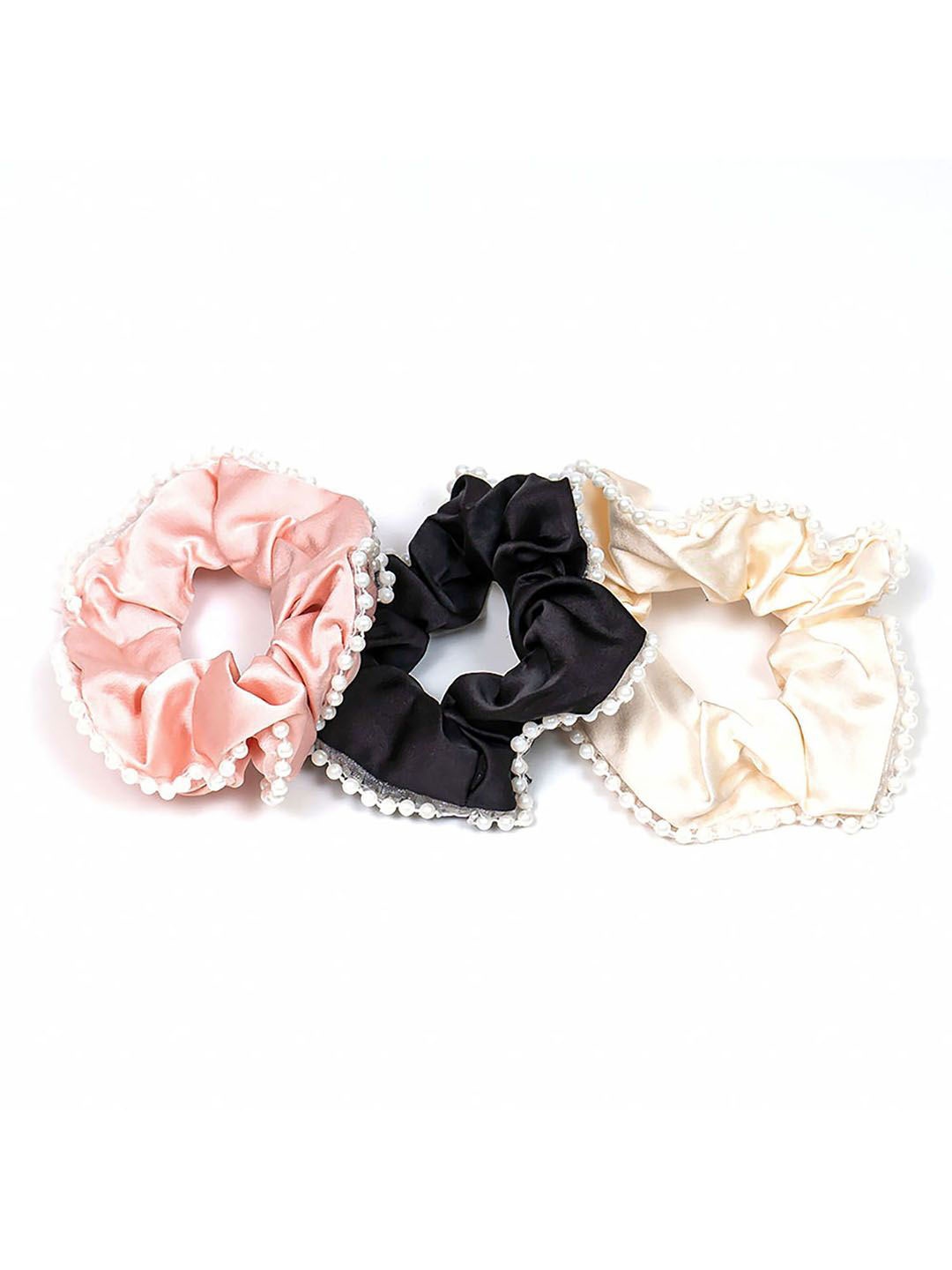 

HAIR DRAMA CO. Women Set of 3 Beaded Ponytail Holders, Black