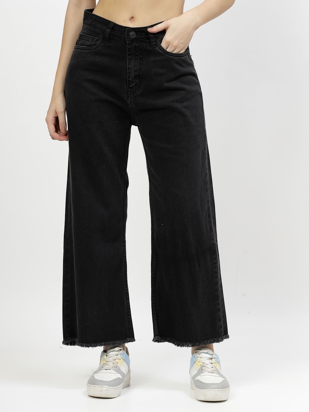 

COSMIC Women Straight Fit Mid-Rise Jeans, Black