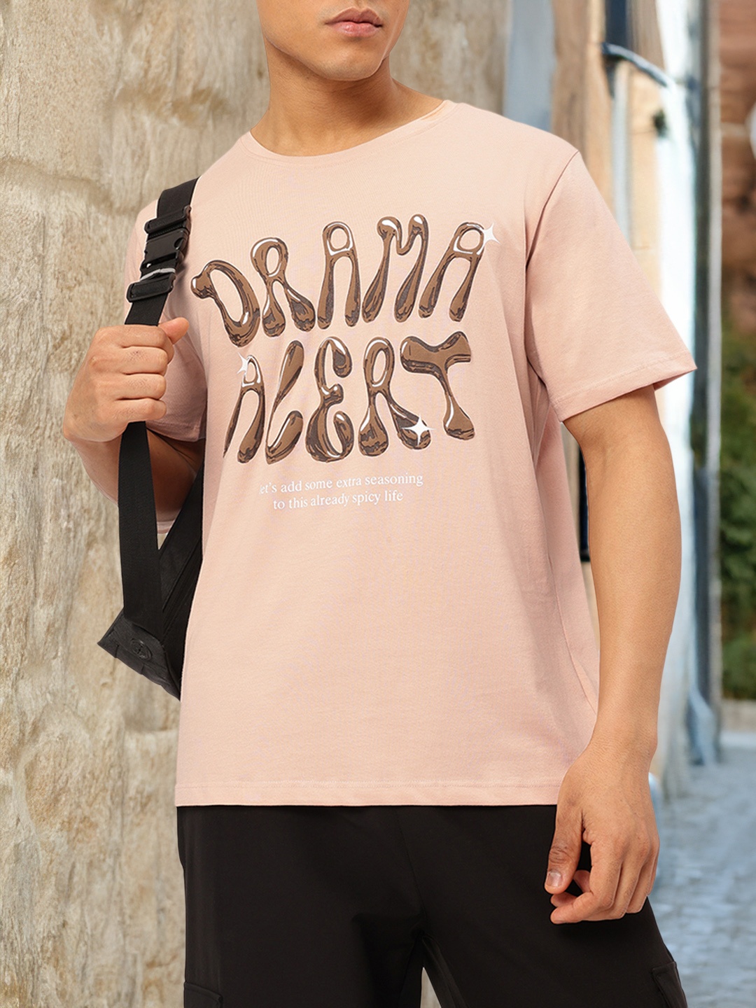 

Kook N Keech Savage Statements Typography Print T-shirt, Peach