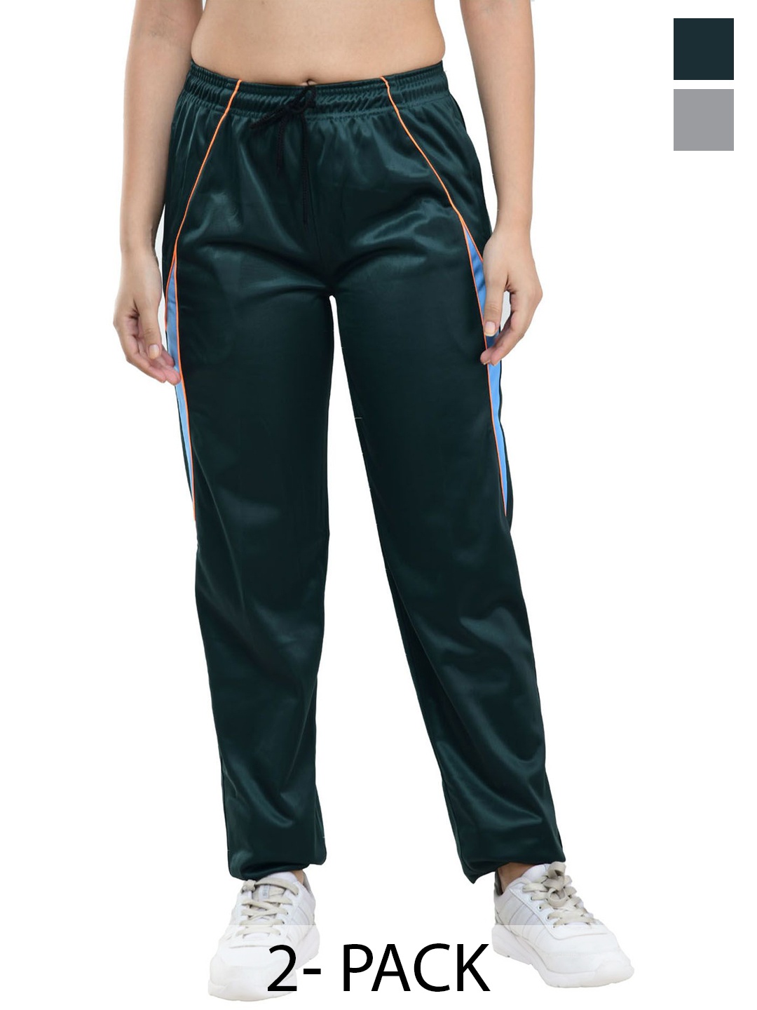 

IndiWeaves Women Pack Of 2 Mid-Rise Track Pants, Green