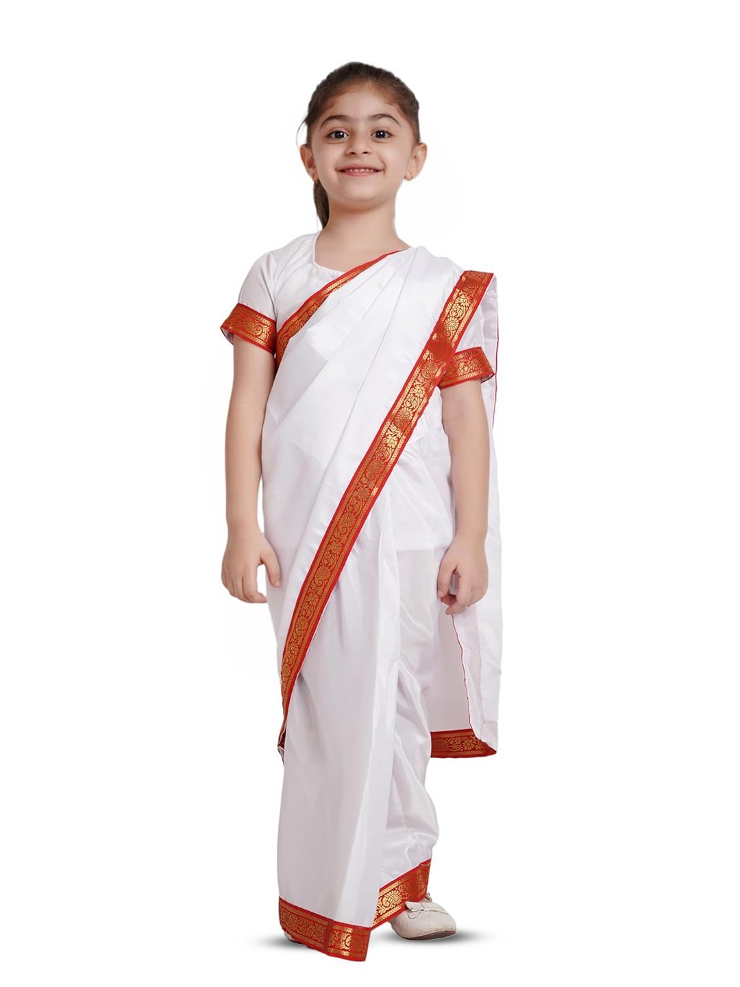 

Kaku Fancy dresses Girls Our Community Helper Teacher Saree With Blouse, White