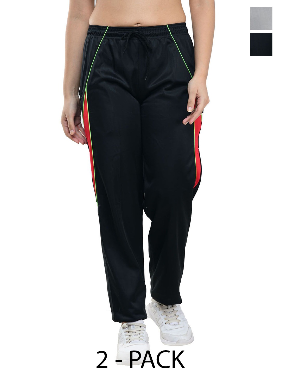 

IndiWeaves Women Pack Of 2 Mid-Rise Track Pants, Black