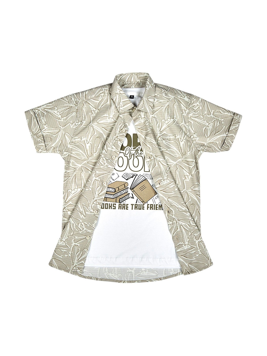 

CAVIO Boys Comfort Fit Floral Printed Cotton Casual Shirt, White