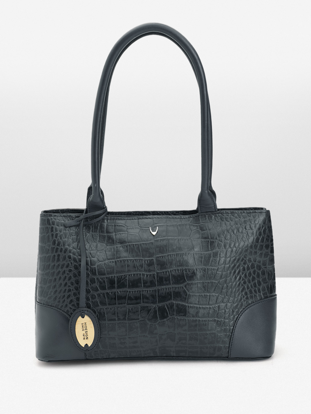 

Hidesign Textured Leather Shoulder Bag, Navy blue