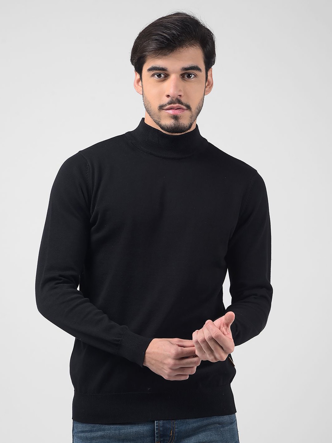 

Numero Uno Men High Neck Pure Cotton Pullover, Black