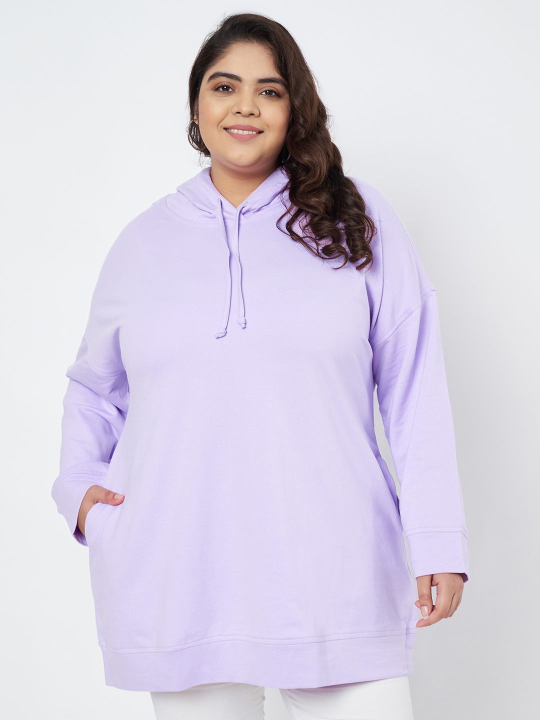 

BRINNS Women Plus Size Hooded Cotton Sweatshirt, Lavender