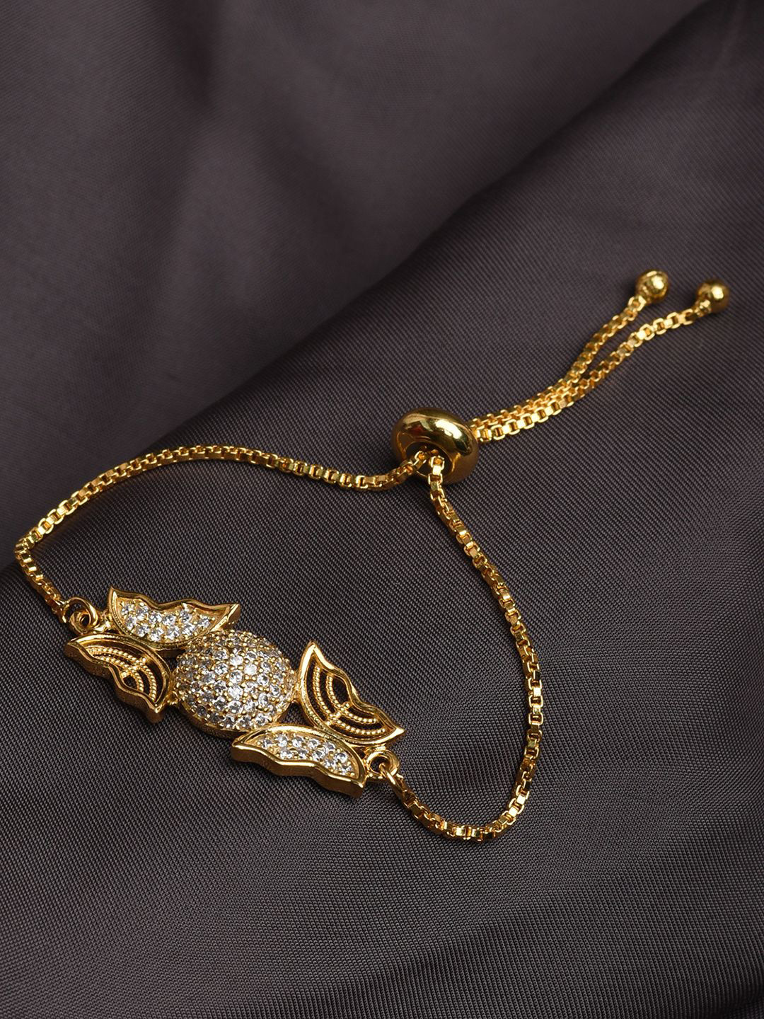 

XPNSV Gold-Plated American Diamond Stone Studded Butterfly Charm Bracelet