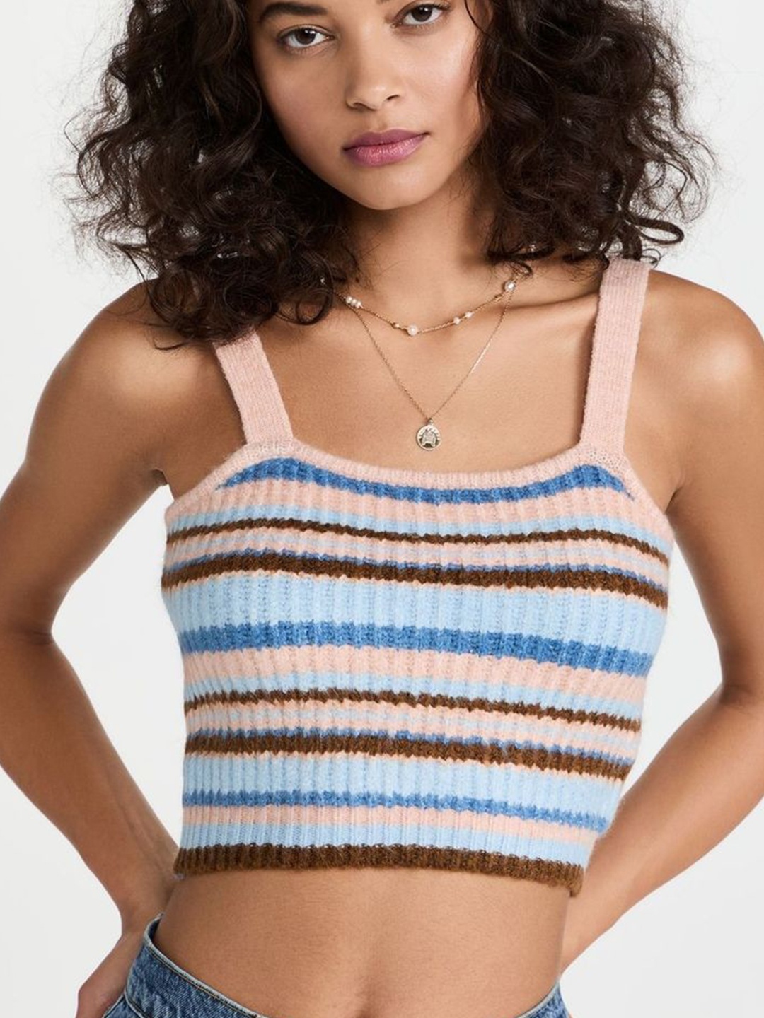 

LULU & SKY Women Striped Bralette Crop Top, Blue