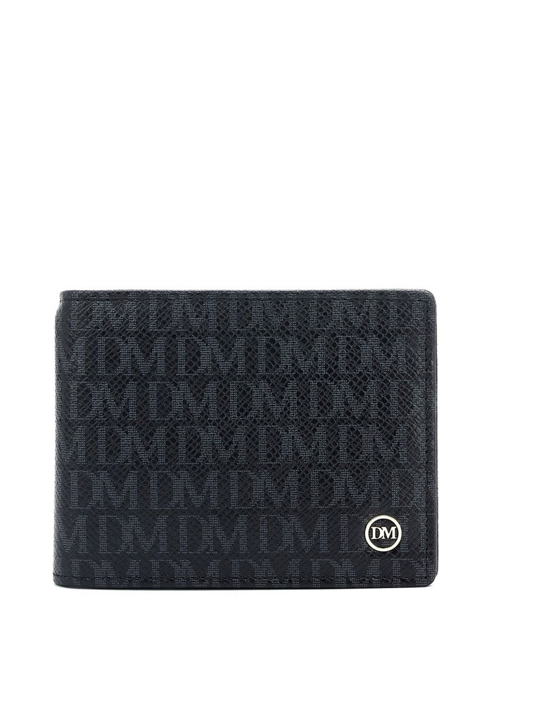 

Da Milano Men Textured Leather Two Fold Wallet, Black