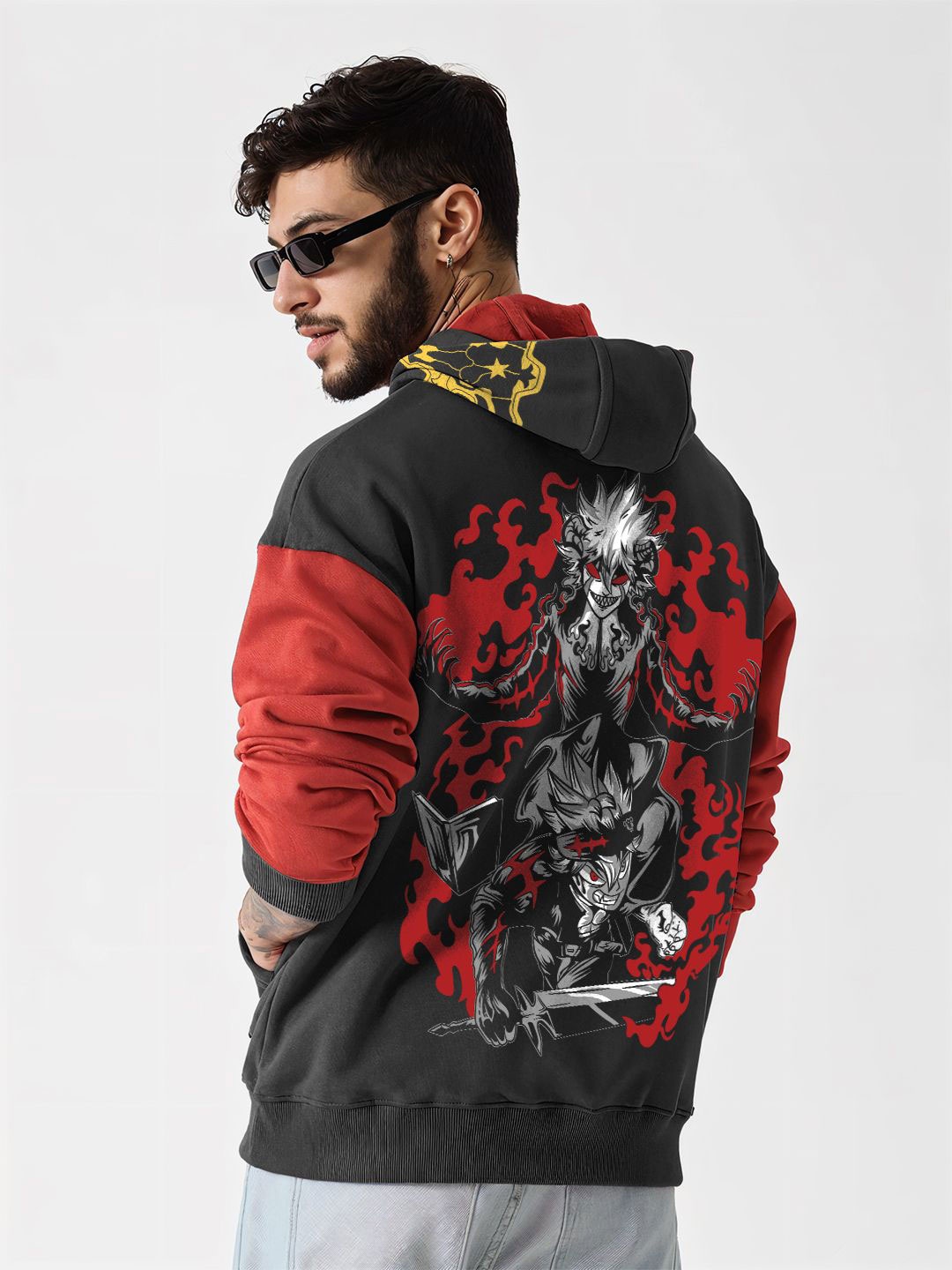 

Crazymonk Men Asta Black Clover Oversized Hoodie