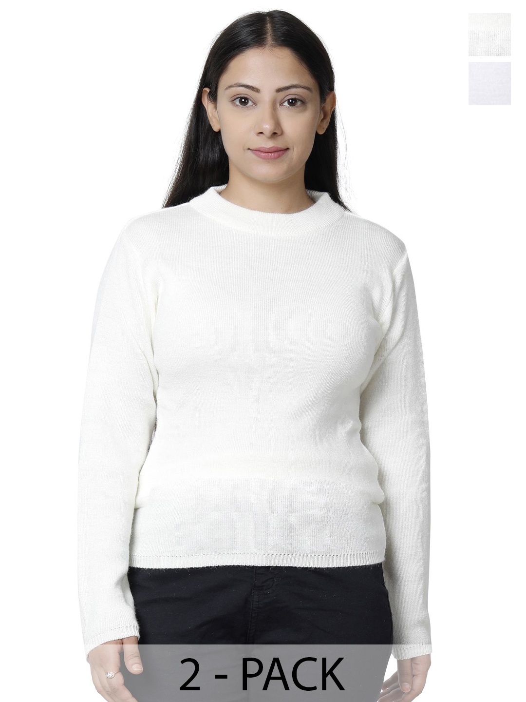 

IndiWeaves Women Woollen Pullover with Applique Detail, White