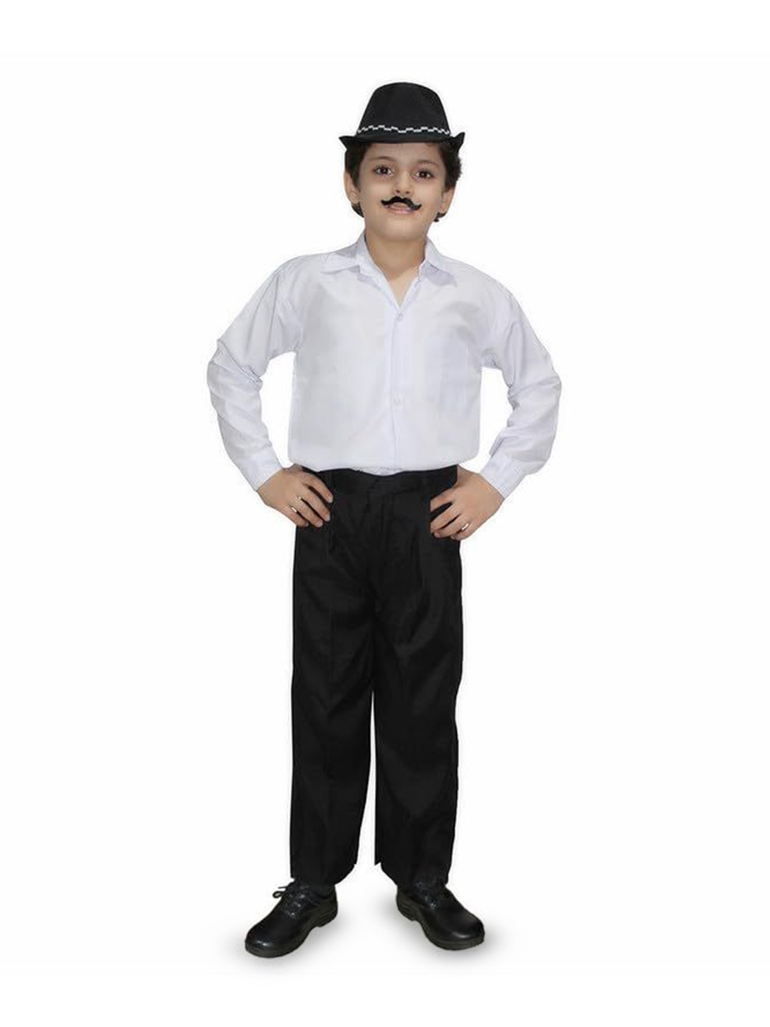 

Kaku Fancy dresses Kids Freedom Fighter Bhagat Singh Costume Shirt With Trouser & Hat, White