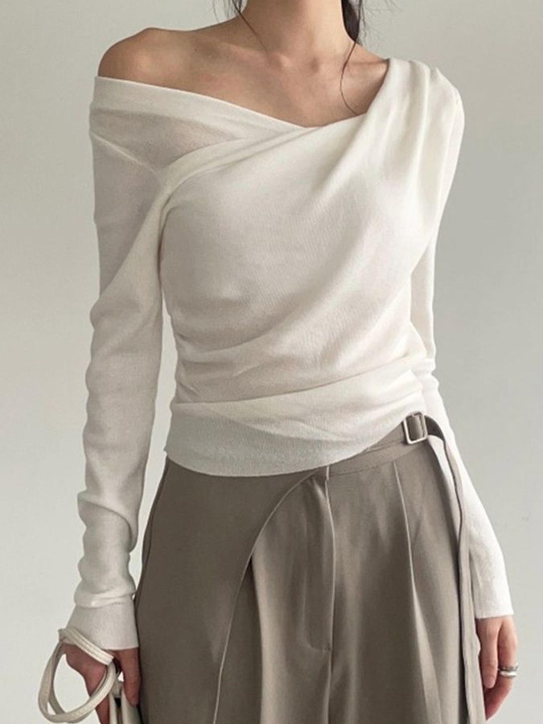 

LULU & SKY Women One Shoulder Top, White