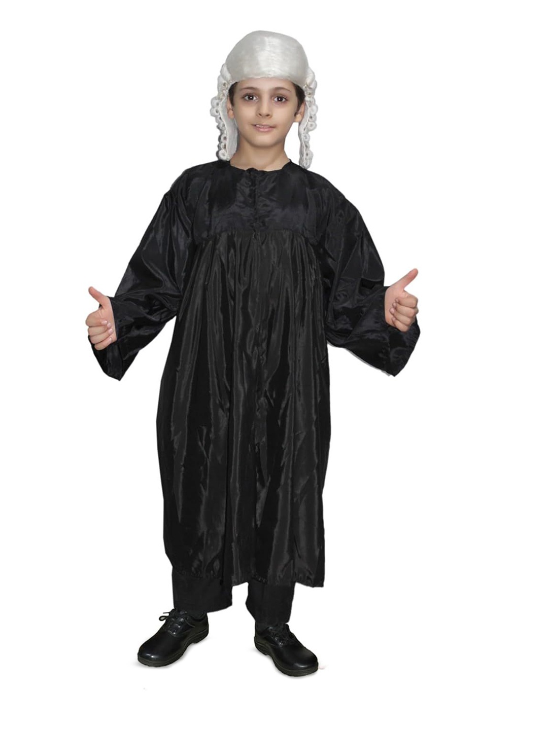 

Kaku Fancy dresses Kids Our Community Helper Judge Costume Coat With Wig, Black