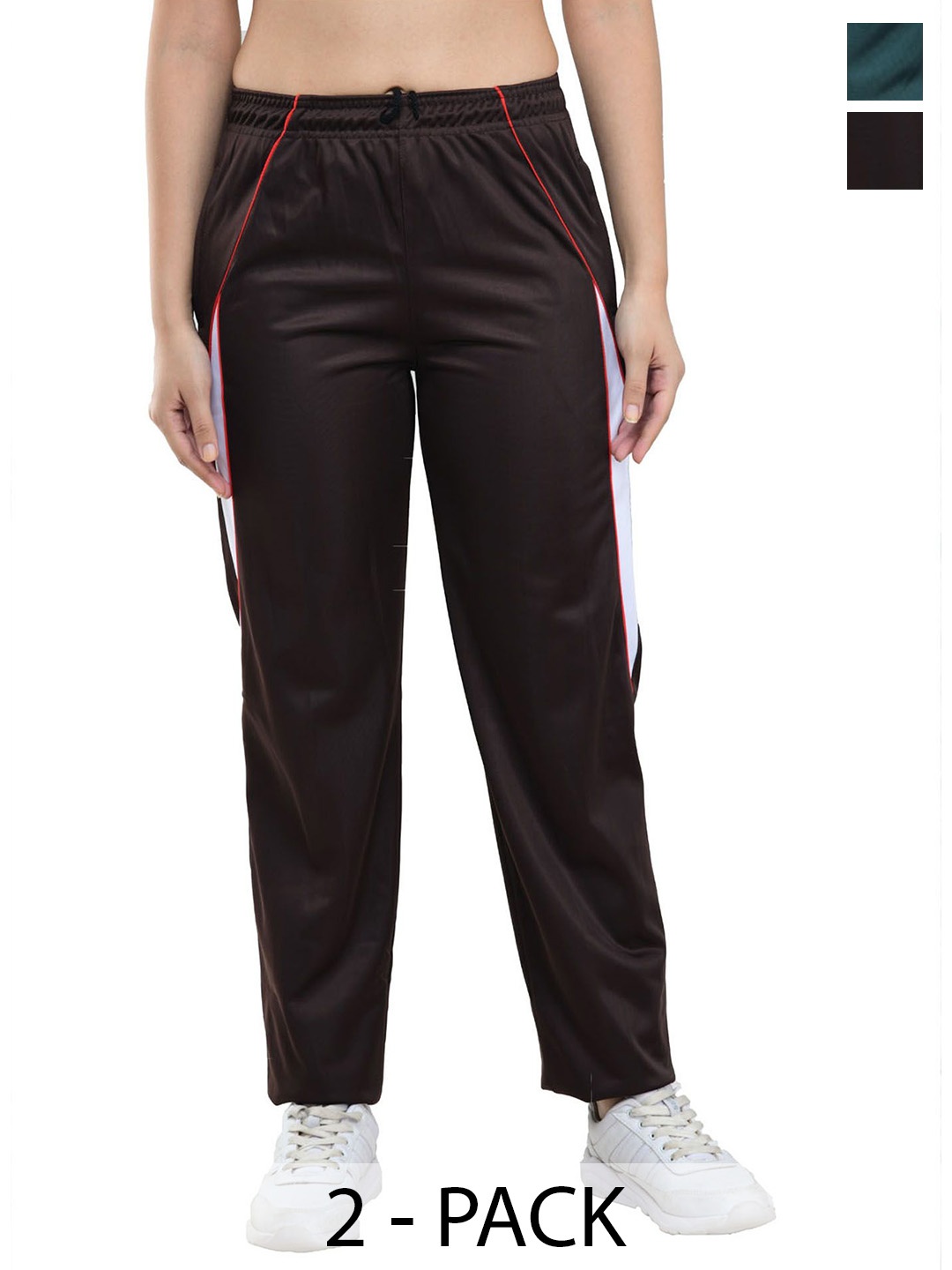 

IndiWeaves Women Pack Of 2 Mid Rise Lower Track Pants, Brown