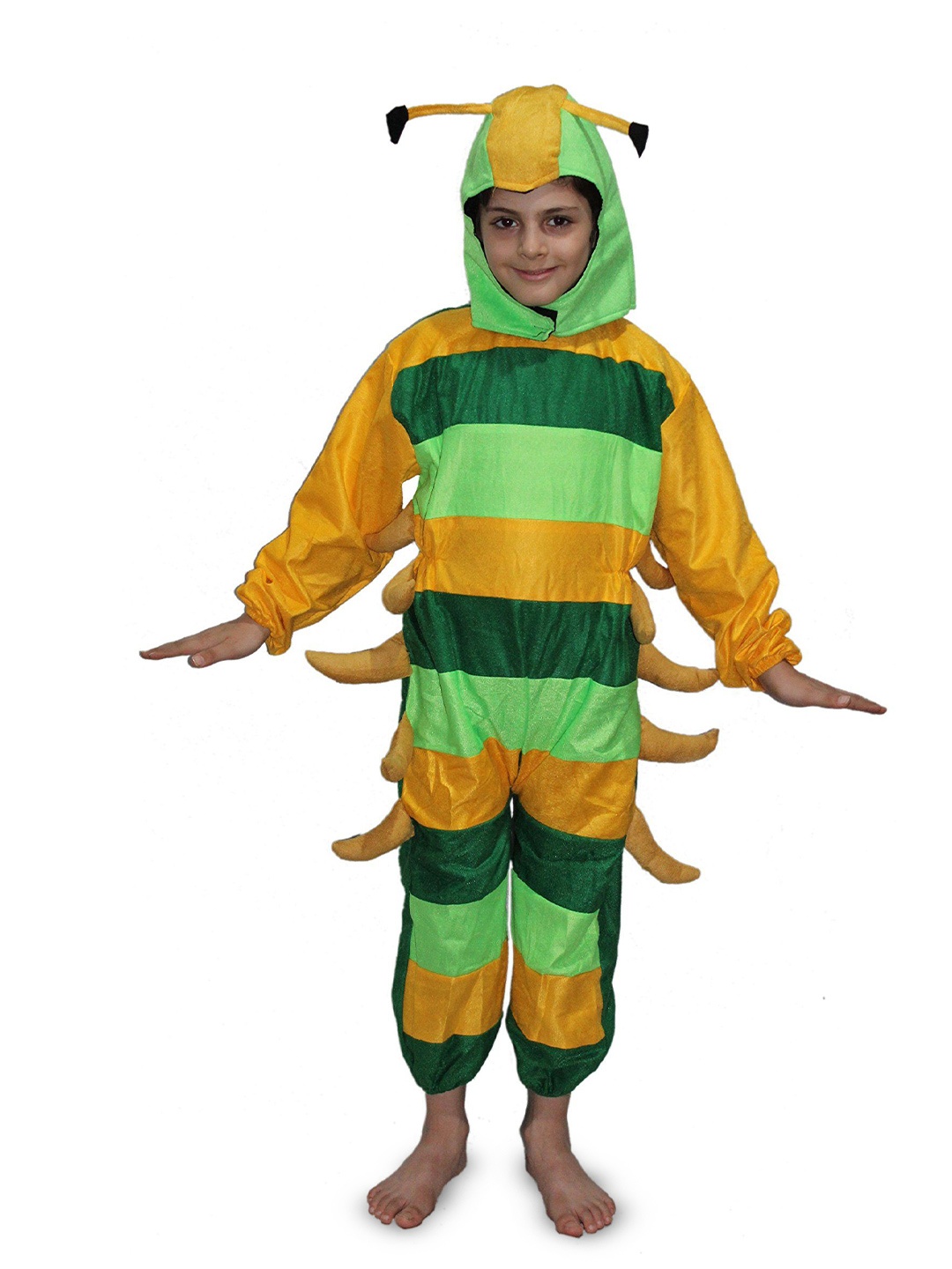 

Kaku Fancy dresses Kids Striped Caterpillar Insect Costume Jumpsuit With Headgear, Green