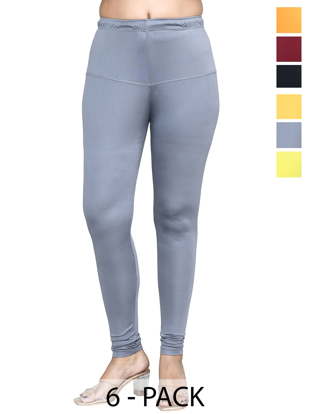 

RAPL Women Pack of 6 Cotton Blend Breathable Churidar Length Leggings, Yellow