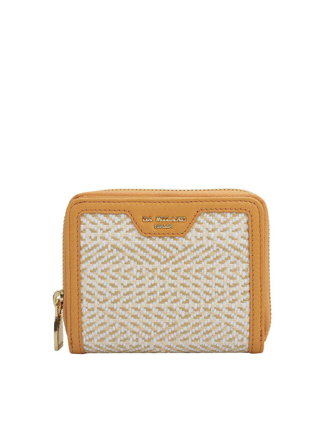 

Da Milano Women Geometric Textured Leather Zip Around Wallet, Brown