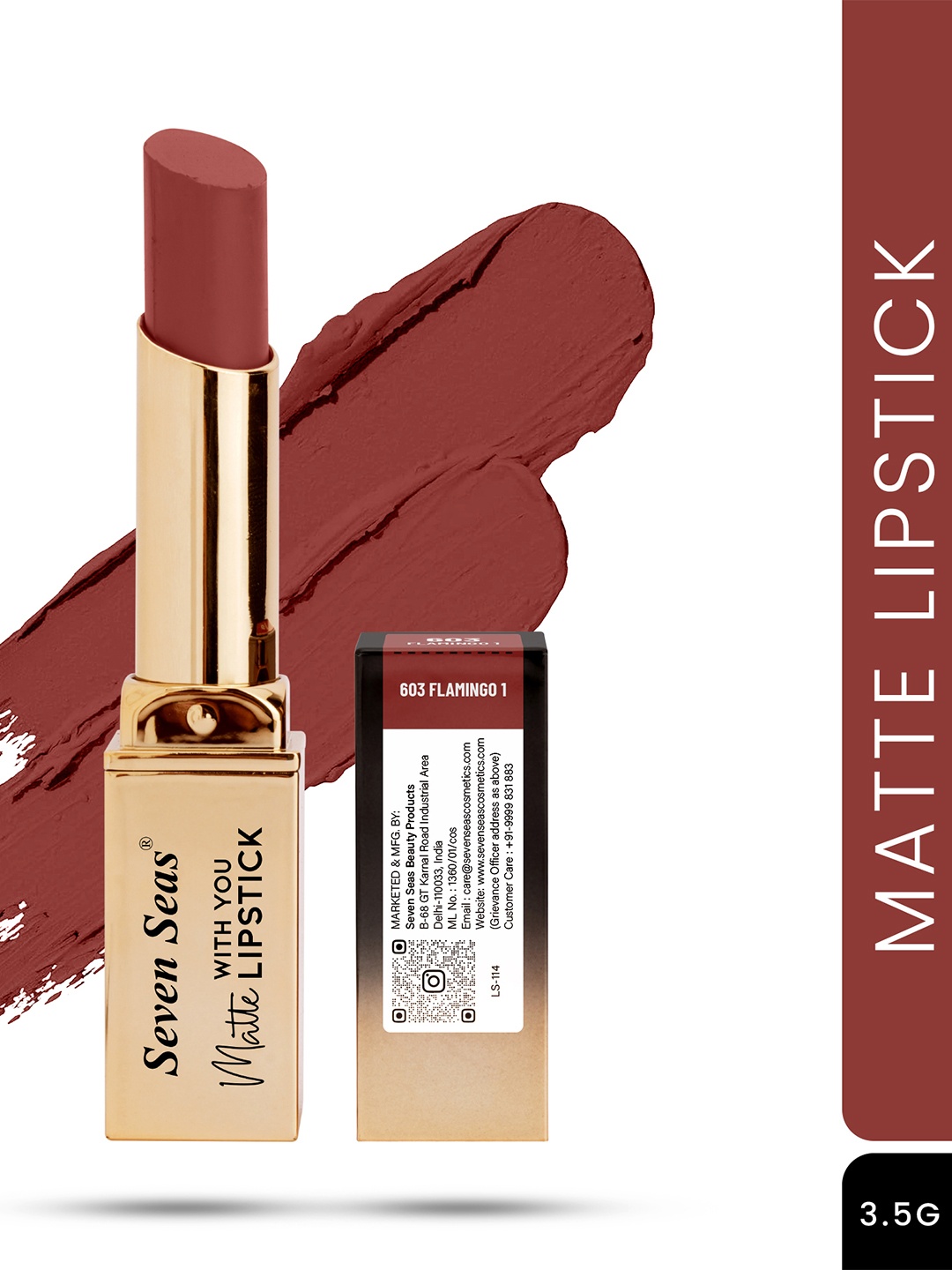 

Seven Seas With You Matte Lipstick 2.5g - Flamingo 1 603, Red