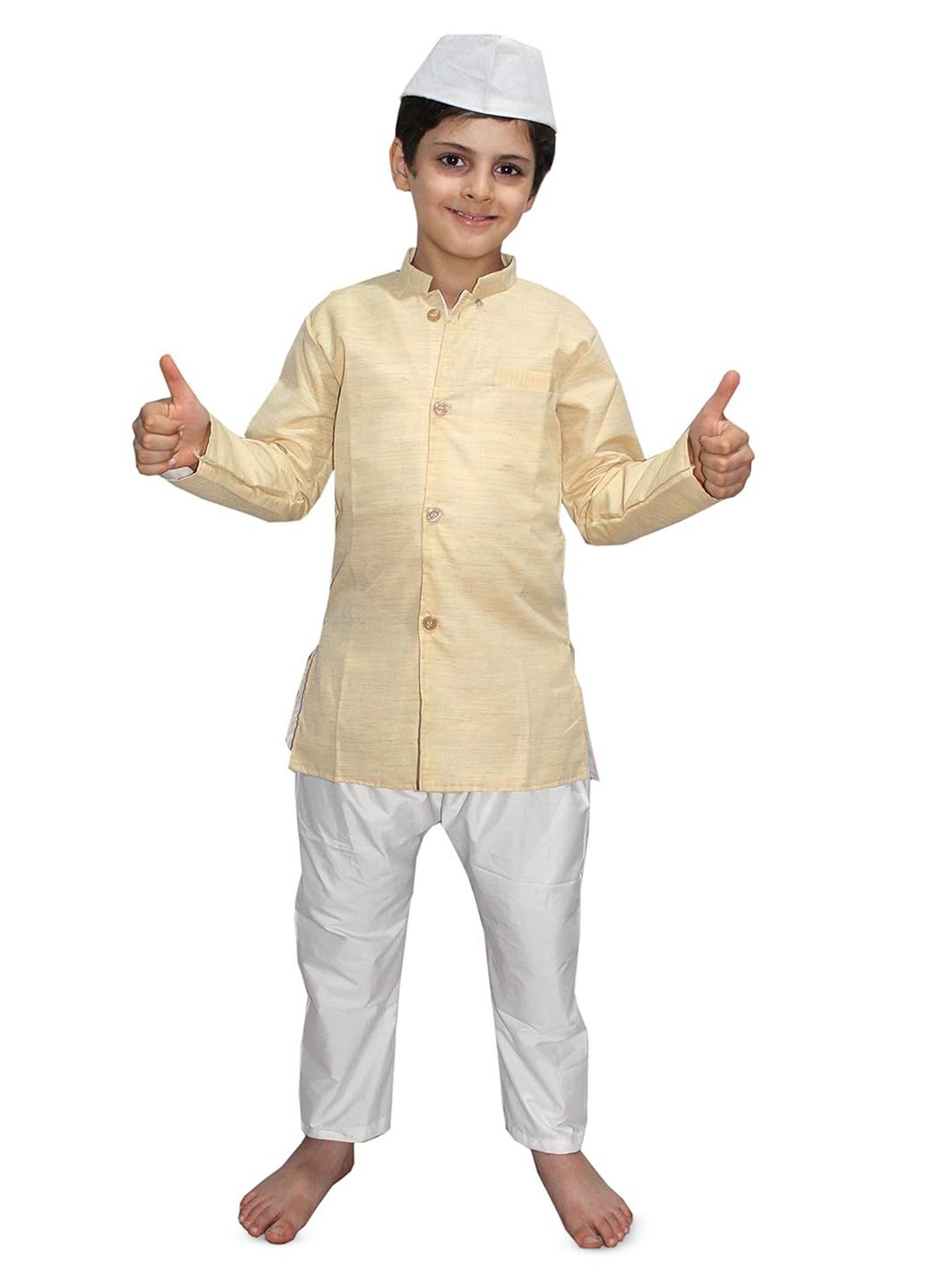 

Kaku Fancy dresses Boys Freedom Fighter Pandit Jawaharlal Nehru Costume Shirt With Pyjama, Beige