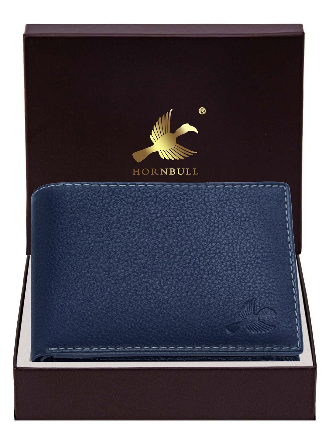 

Hornbull Maddison Navy RFID Protected Genuine Leather Two Fold Wallet, Navy blue