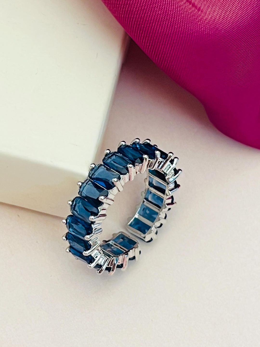 

ABDESIGNS Exquisite Silver Plated American Diamond Stone Studded Ring