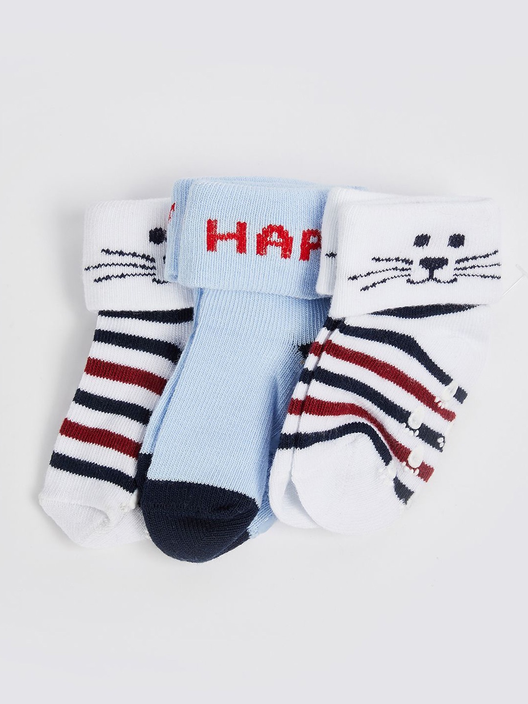 

max Boys Pack Of 3 Patterned Ankle-Length Socks, White
