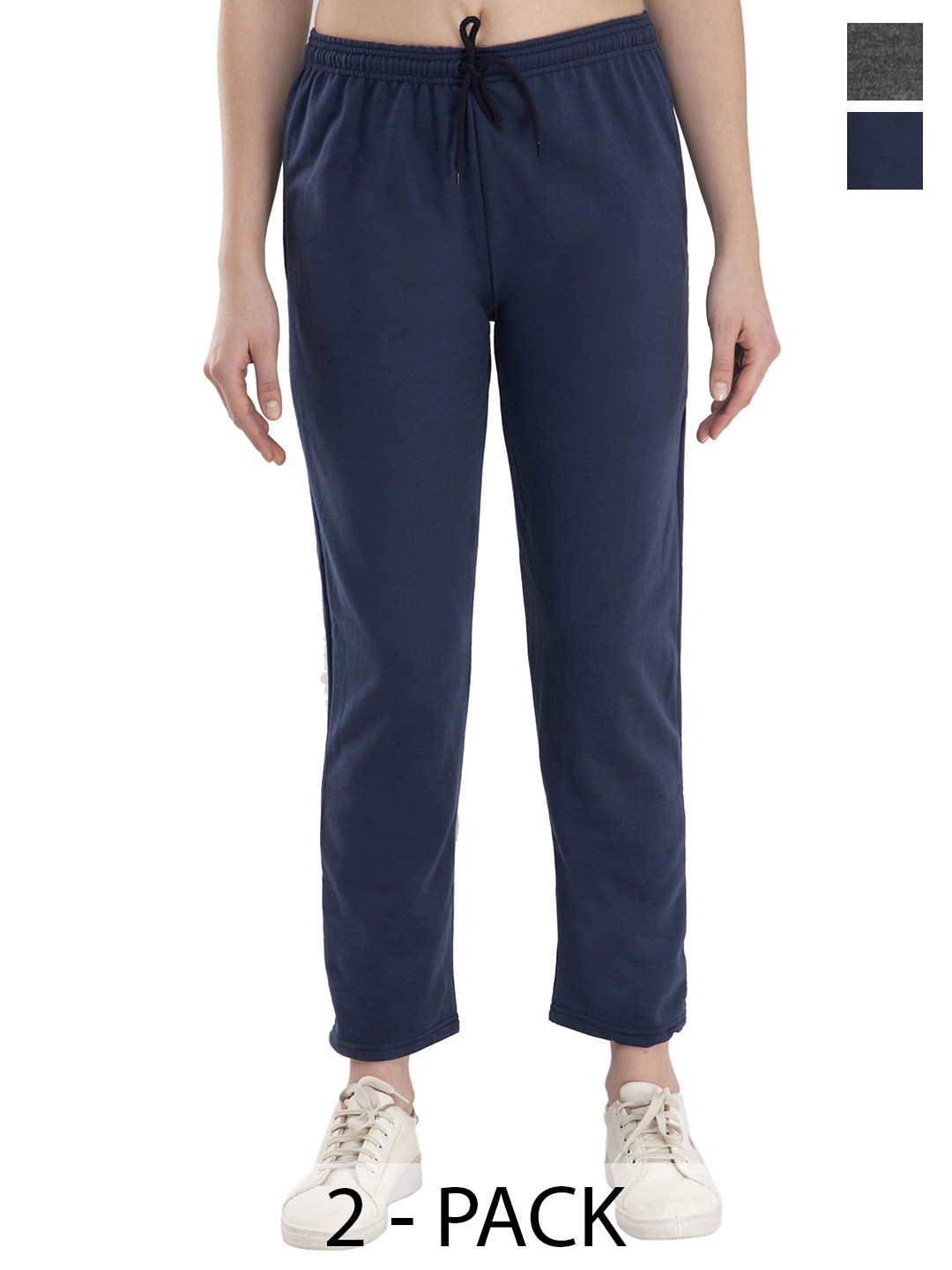 

IndiWeaves Women Pack Of 2 Mid Rise Track Pants, Grey