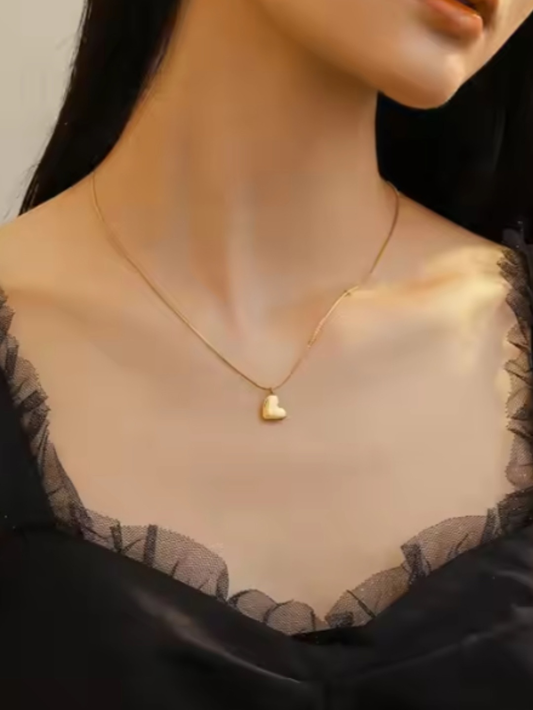 

SUBHAGALANKAR Gold-Plated Heart-Shaped Pendant With Chain