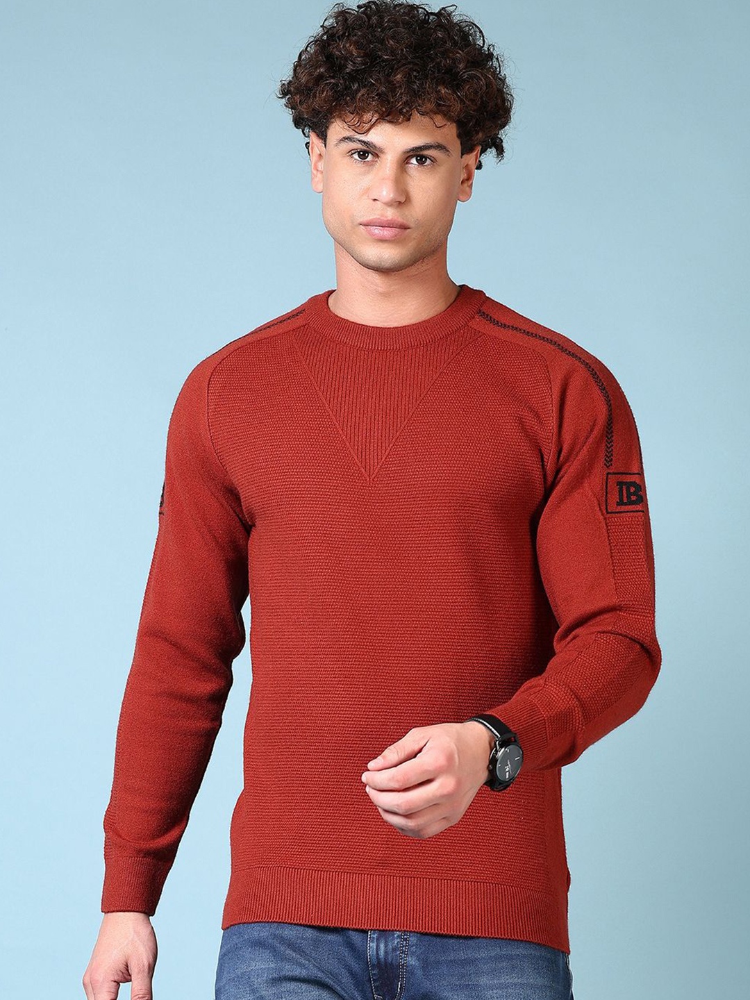 

V-Mart Men Typography Pullover, Rust