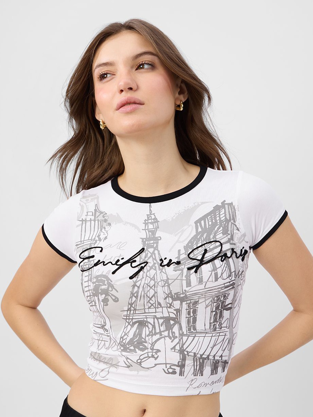 

The Souled Store Women Emily In Paris Parisian Chic Crop Top, White
