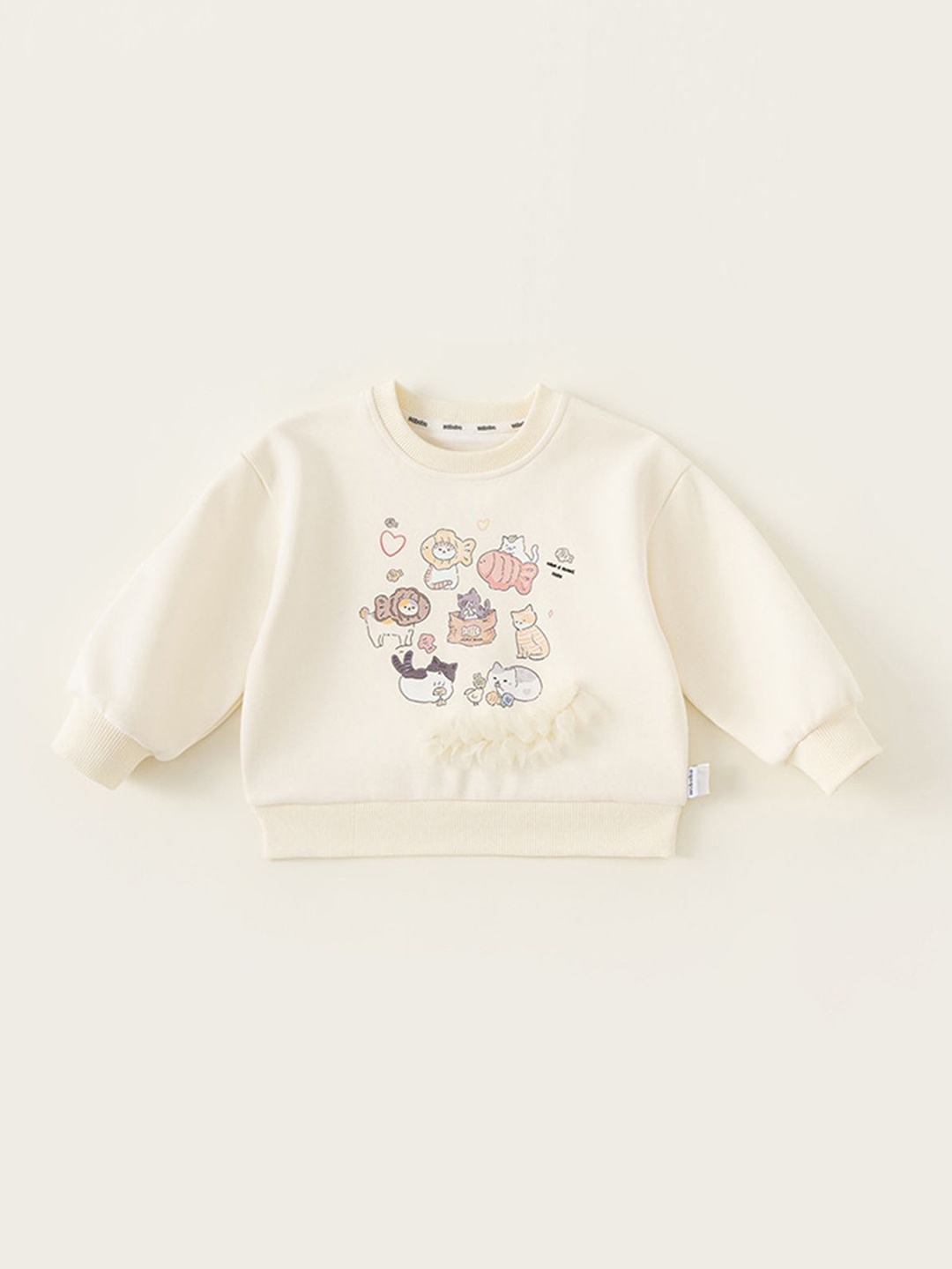 

LULU & SKY Girls Embroidered Round Neck Sweatshirt, Off white