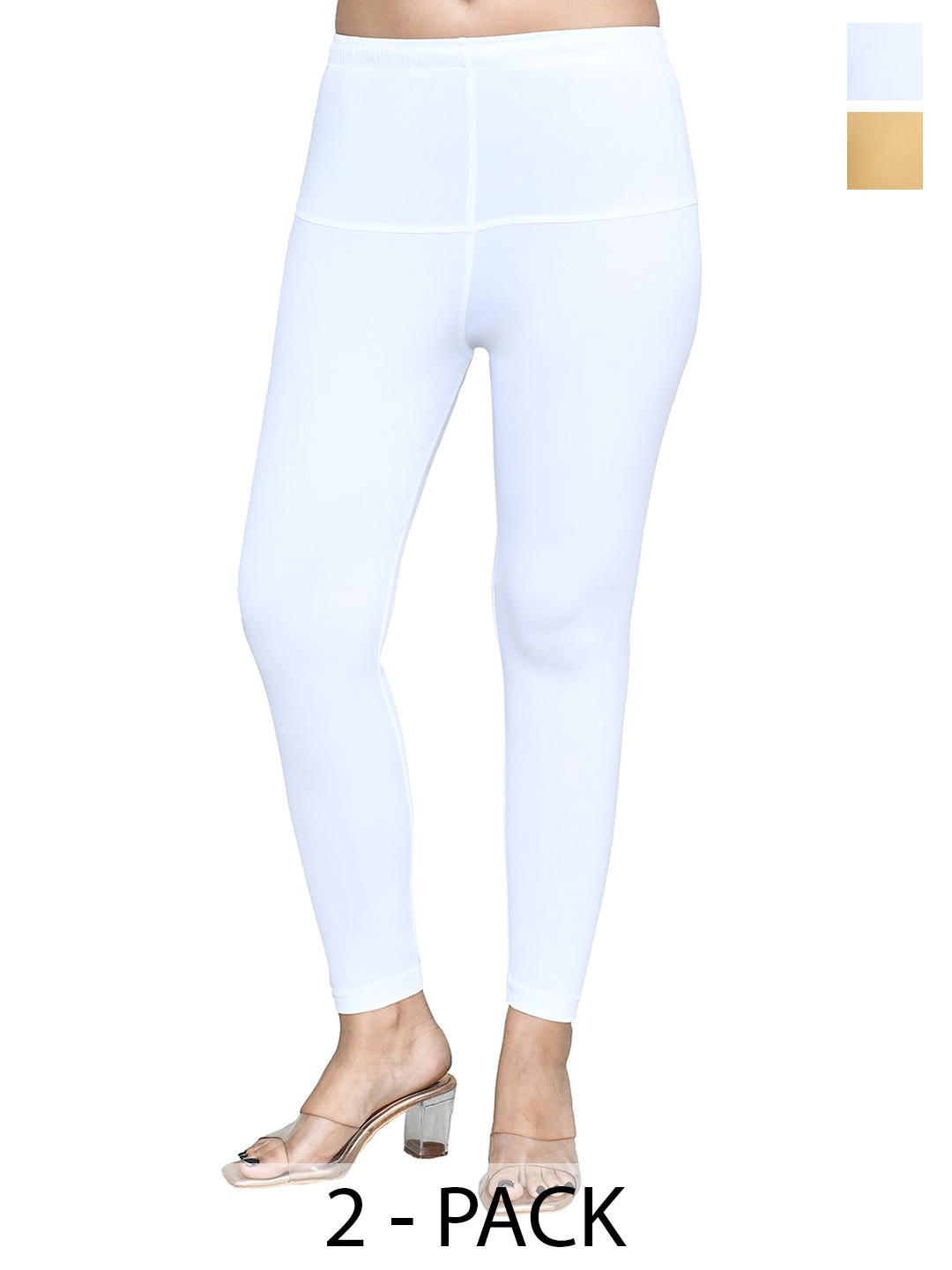 

RAPL Women Pack Of 2 Cotton Blend Breathable Ankle Length Leggings, Beige