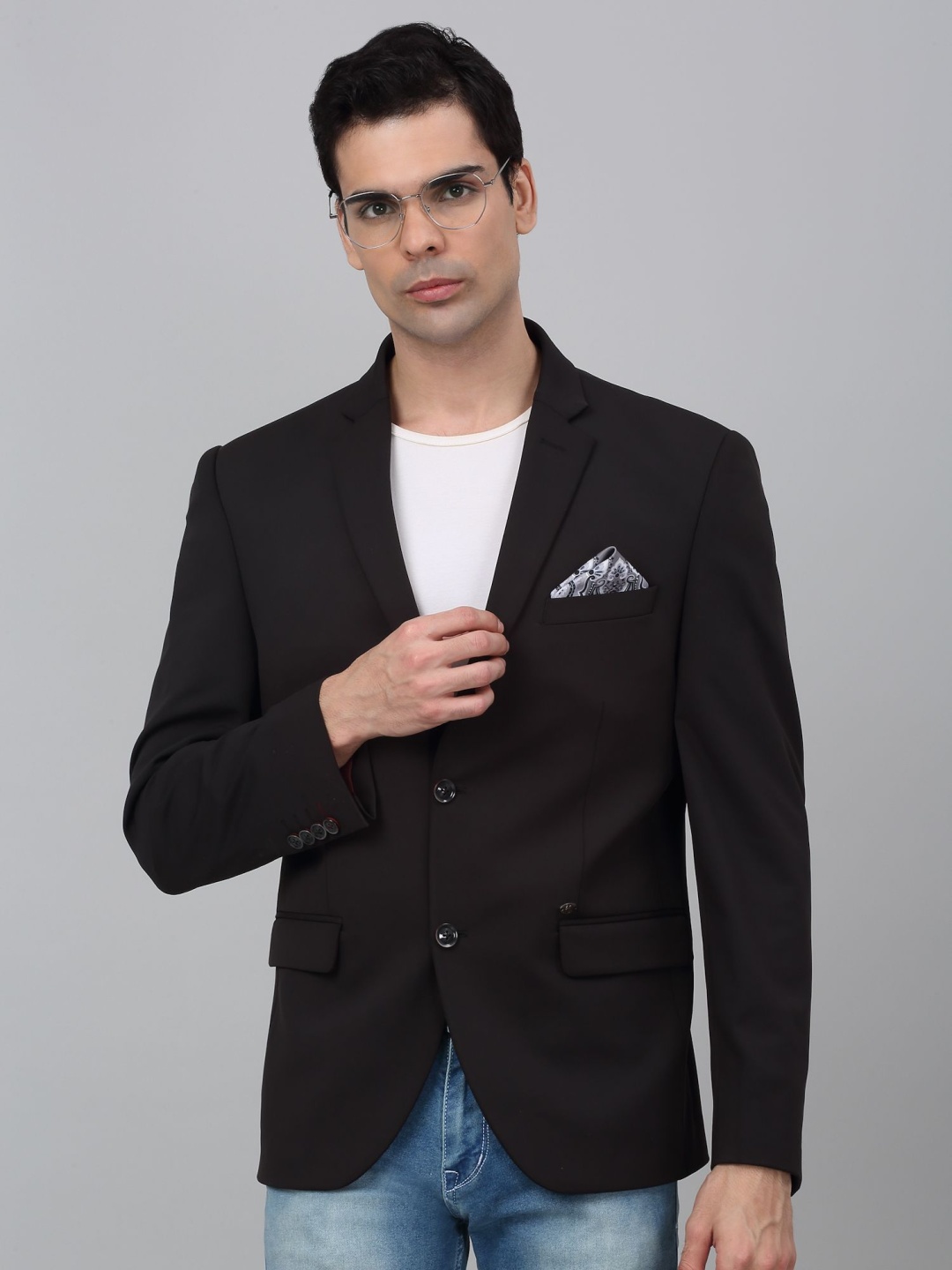 

Cantabil Notched Lapel Collar Single Breasted Formal Blazer, Black