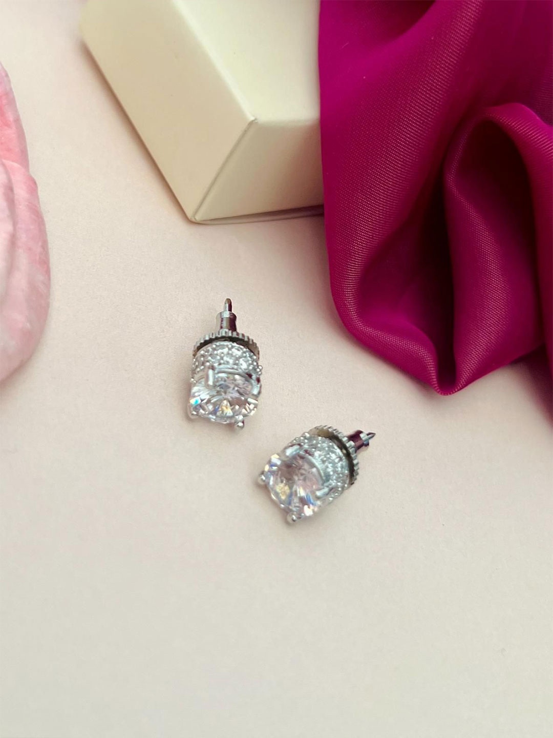 

ABDESIGNS Silver-Plated American Diamond Studs