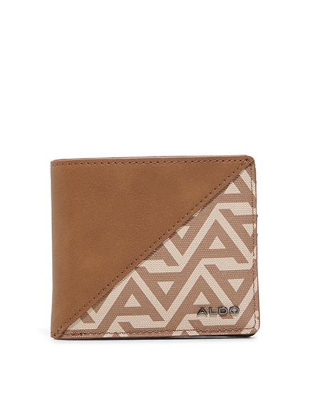 

ALDO Men Geometric Printed Two Fold Wallet, Brown