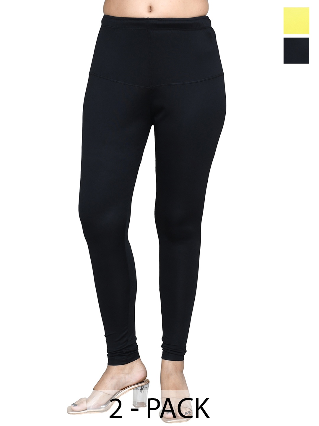 

RAPL Women Pack of 2 Cotton Blend Breathable Churidar Length Leggings, Yellow