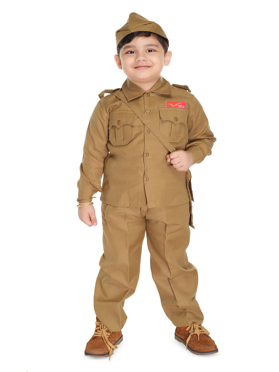 

BAESD Boys Shirt Collar Long Sleeves Shirt With Trouser, Khaki