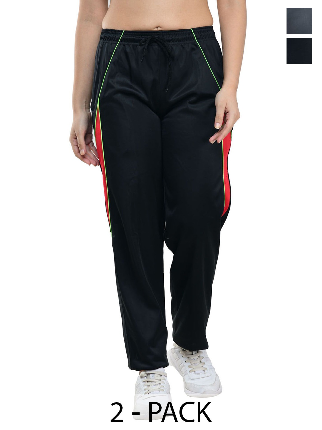 

IndiWeaves Women Pack Of 2 Mid-Rise Track Pants, Black