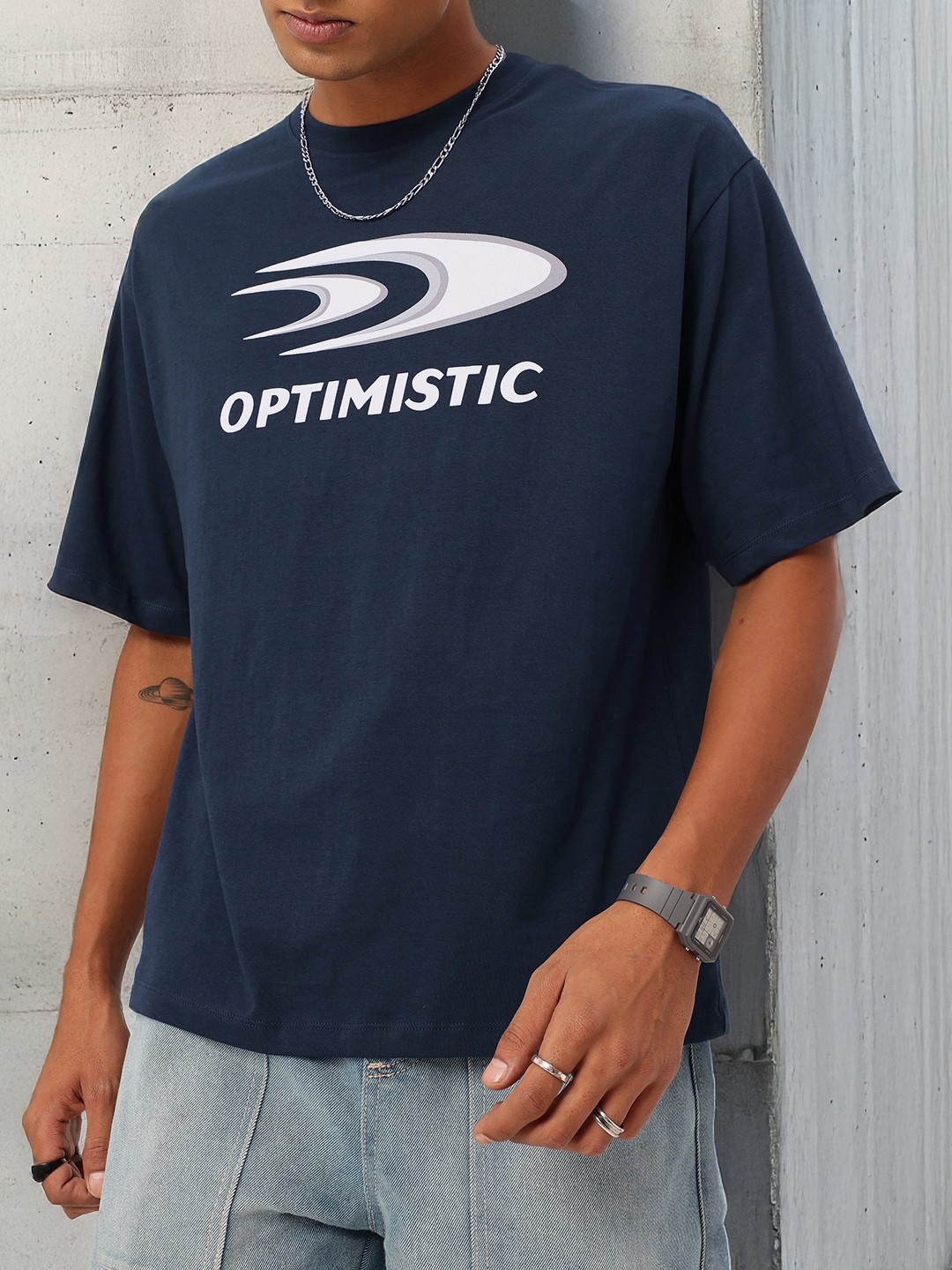 

Kook N Keech Urban Edge Printed Relaxed T-Shirt, Navy blue