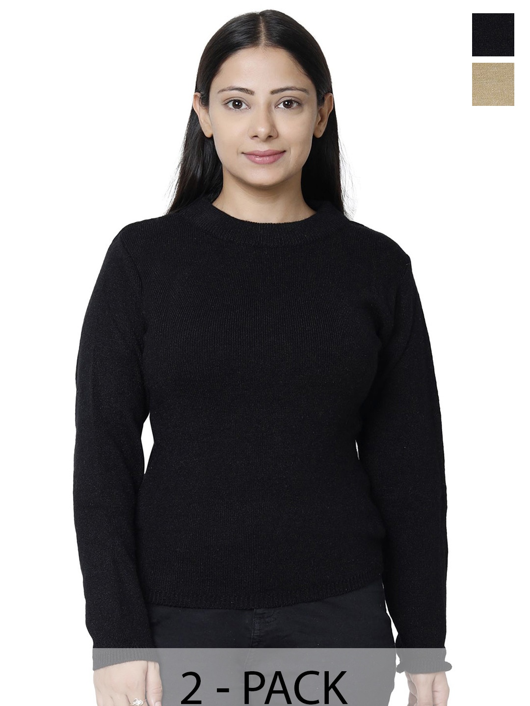 

IndiWeaves Women Pack Of 2 Woollen Pullover, Black