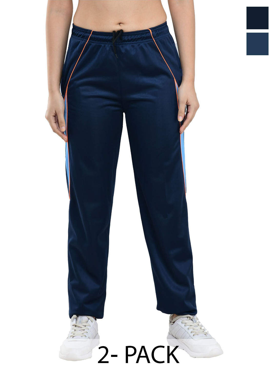 

IndiWeaves Women Pack Of 2 Regular Fit Track Pants, Blue