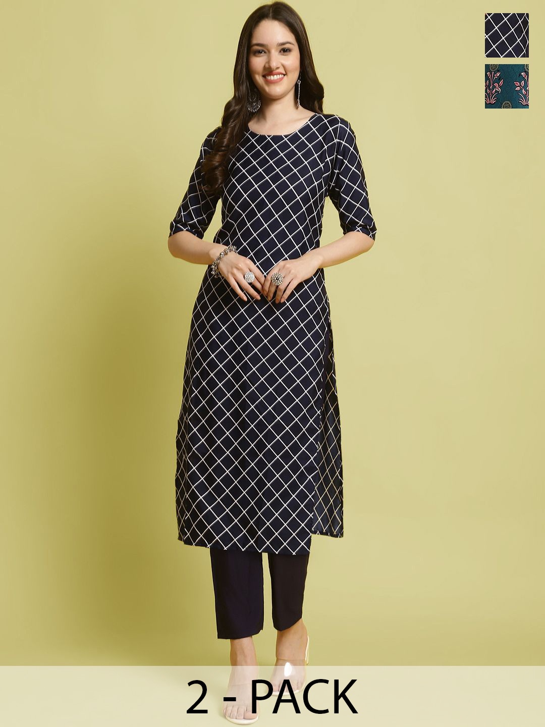 

7Threads Women Ethnic Motifs Printed Regular Kurta with Trousers, Teal