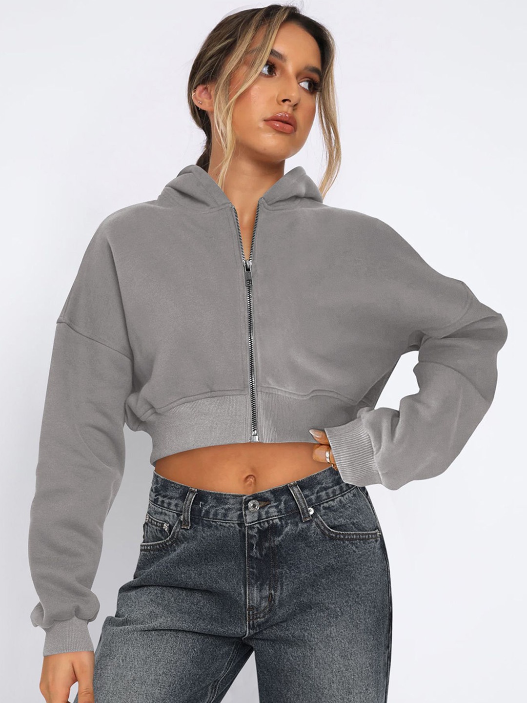 

StyleCast x Revolte Women Lightweight Crop Open Front Jacket, Grey