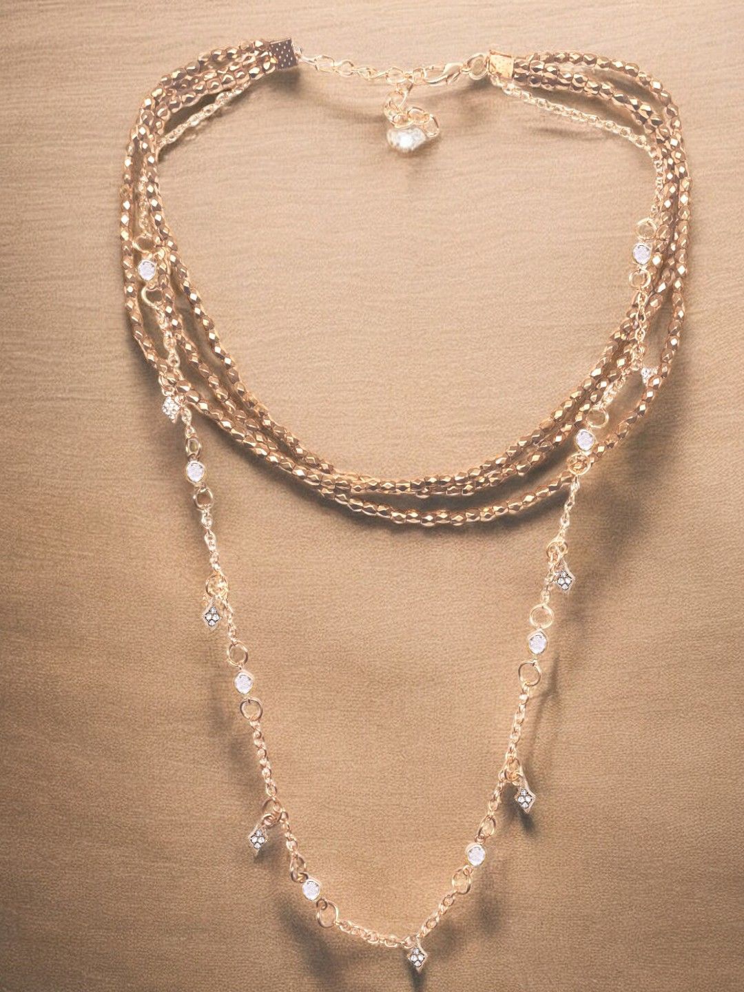 

DressBerry Stone Studded & Beaded Layered Necklace, Gold