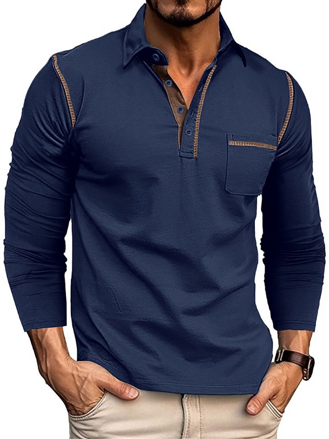 

StyleCast x Revolte Men Polo Collar T-shirt, Blue