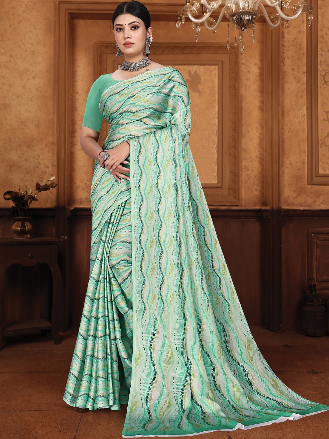 

Panzora Satin Saree, Green