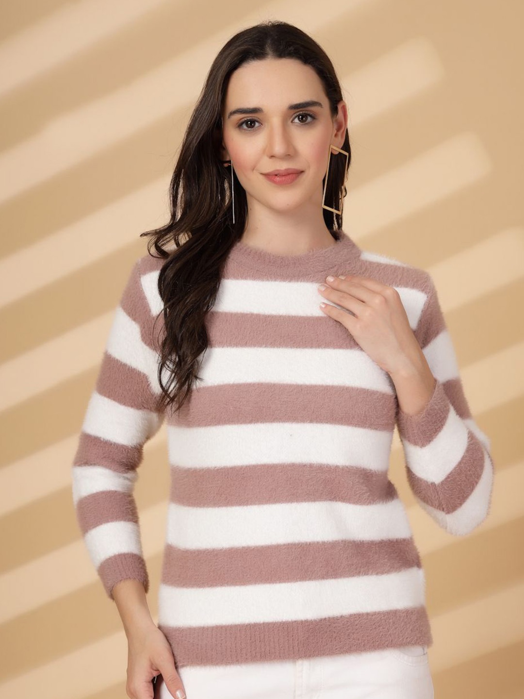 

Clora Creation Women Printed Woollen Pullover, Brown